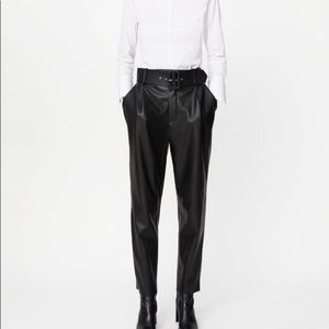 Belted Faux Leather Pants